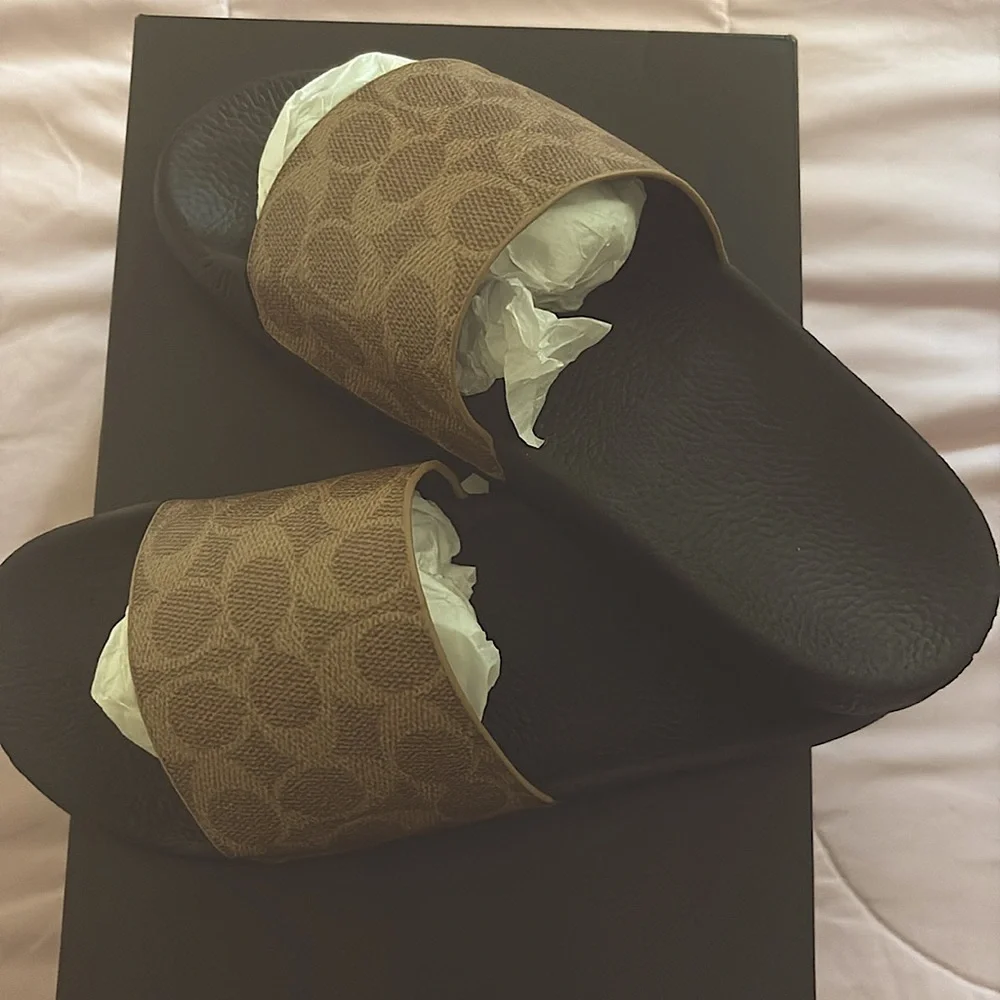 Coach Brown Slide Slippers - Picture 2 of 4